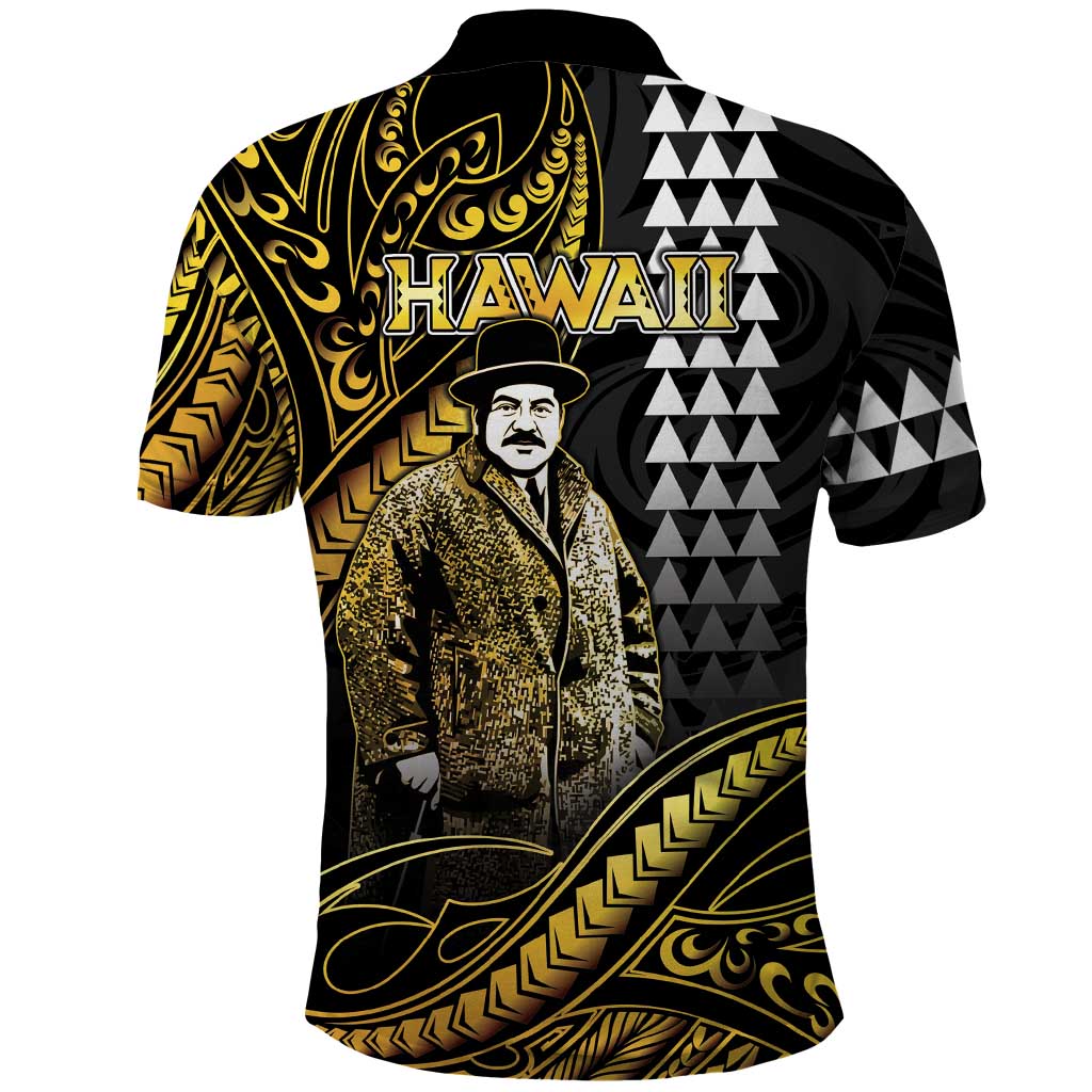 Hawaii Kuhio The Citizen Prince Polo Shirt Gold Polynesian Tribal Tattoo