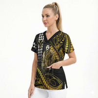 Hawaii Kuhio The Citizen Prince Scrub Top Gold Polynesian Tribal Tattoo