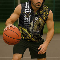 Hawaii Kuhio The Citizen Prince Sleeveless Zip Hoodie Gold Polynesian Tribal Tattoo LT05 - Polynesian Pride