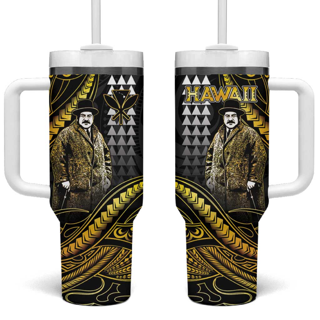 Hawaii Kuhio The Citizen Prince Tumbler With Handle Gold Polynesian Tribal Tattoo