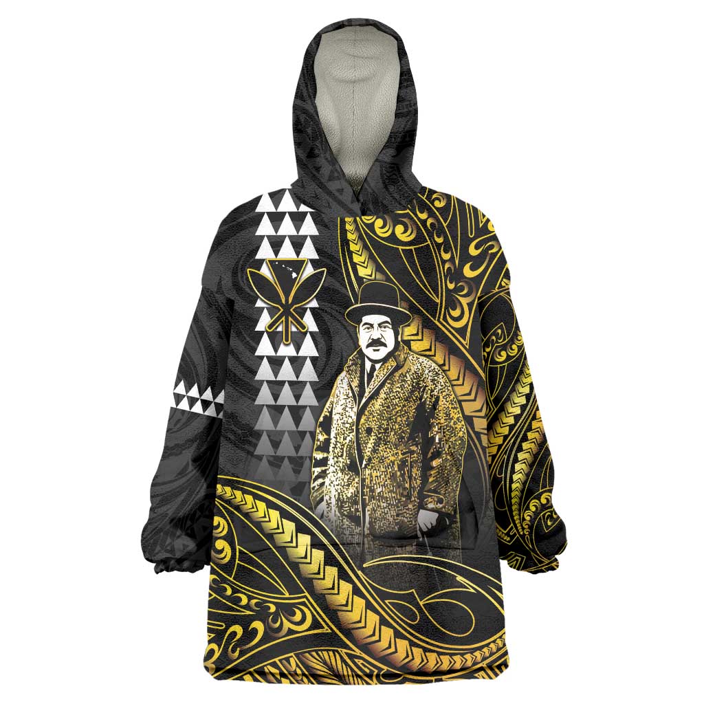 Hawaii Kuhio The Citizen Prince Wearable Blanket Hoodie Gold Polynesian Tribal Tattoo LT05 One Size Gold - Polynesian Pride