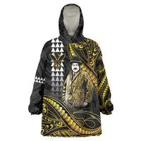 Hawaii Kuhio The Citizen Prince Wearable Blanket Hoodie Gold Polynesian Tribal Tattoo LT05 One Size Gold - Polynesian Pride