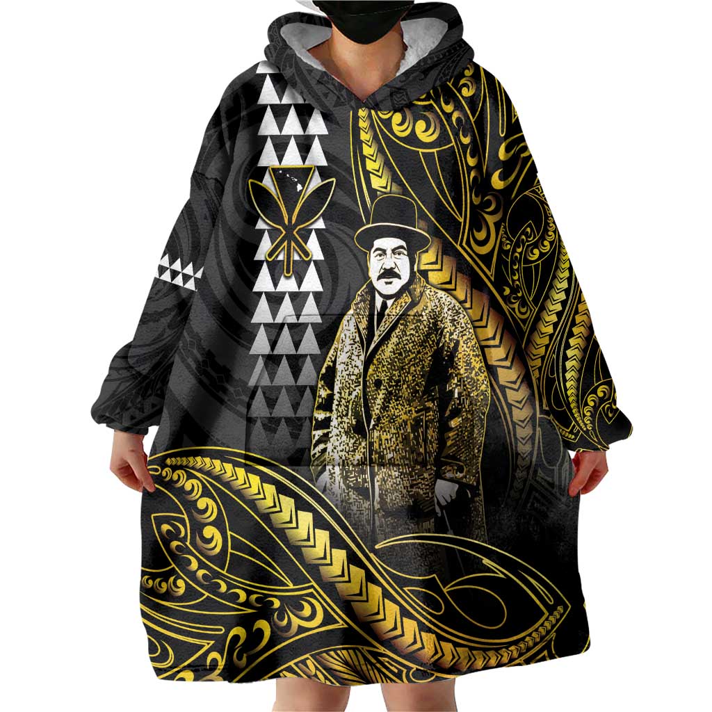 Hawaii Kuhio The Citizen Prince Wearable Blanket Hoodie Gold Polynesian Tribal Tattoo LT05 - Polynesian Pride