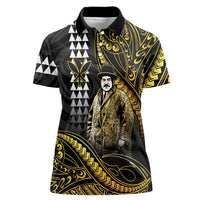 Hawaii Kuhio The Citizen Prince Women Polo Shirt Gold Polynesian Tribal Tattoo