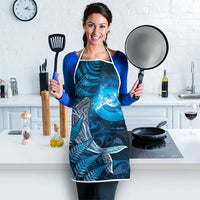 New Zealand Matariki Apron Maori Koru With Humpback Whale Blue LT05 - Polynesian Pride