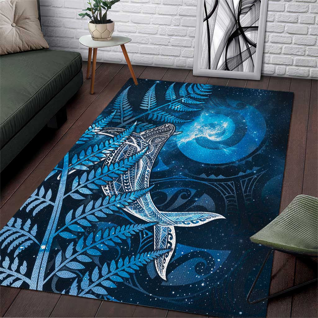 New Zealand Matariki Area Rug Maori Koru With Humpback Whale Blue LT05 Blue - Polynesian Pride