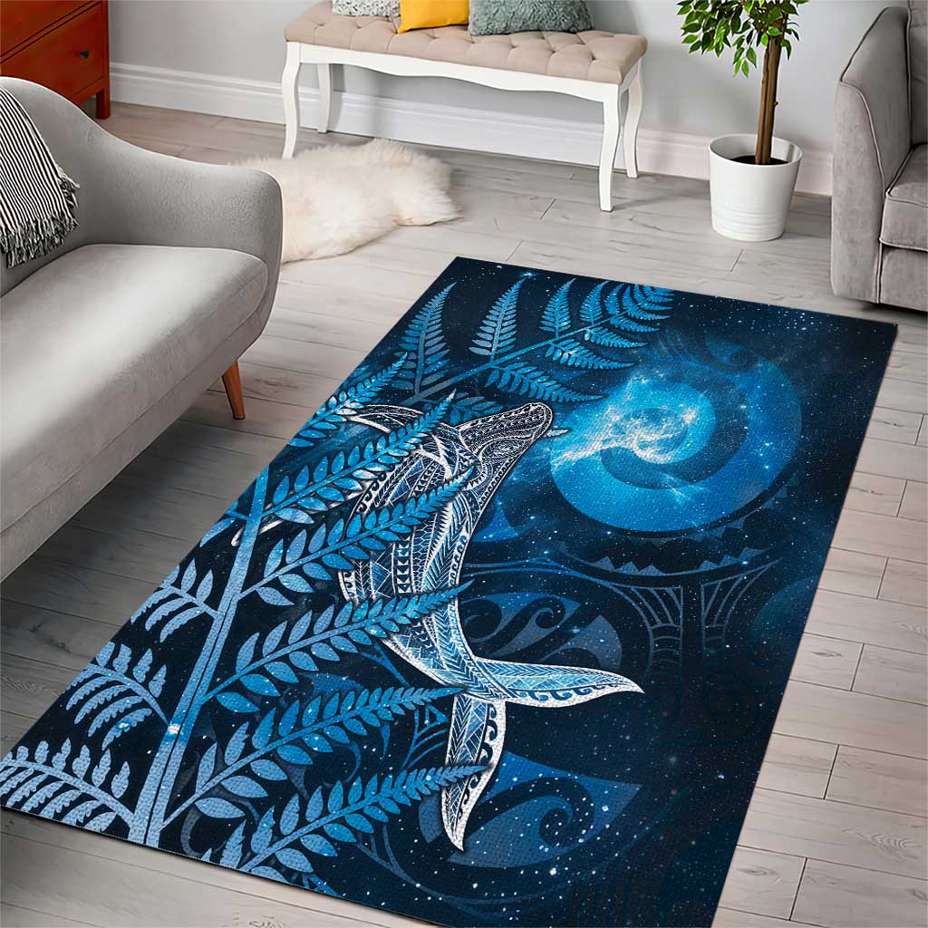New Zealand Matariki Area Rug Maori Koru With Humpback Whale Blue LT05 - Polynesian Pride