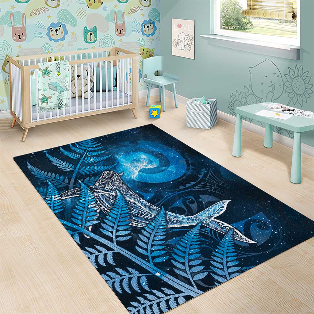 New Zealand Matariki Area Rug Maori Koru With Humpback Whale Blue LT05 - Polynesian Pride