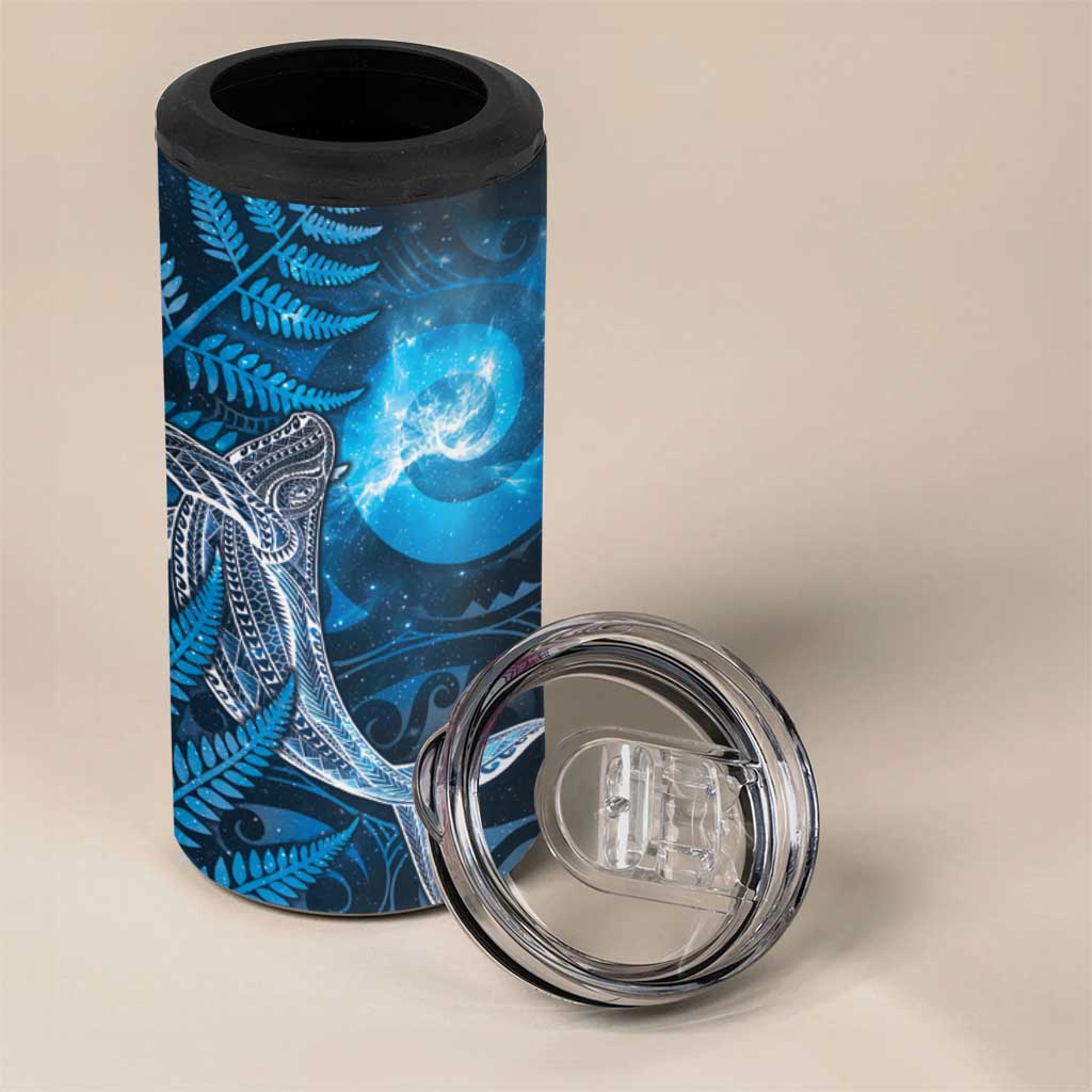 New Zealand Matariki 4 in 1 Can Cooler Tumbler Maori Koru With Humpback Whale Blue