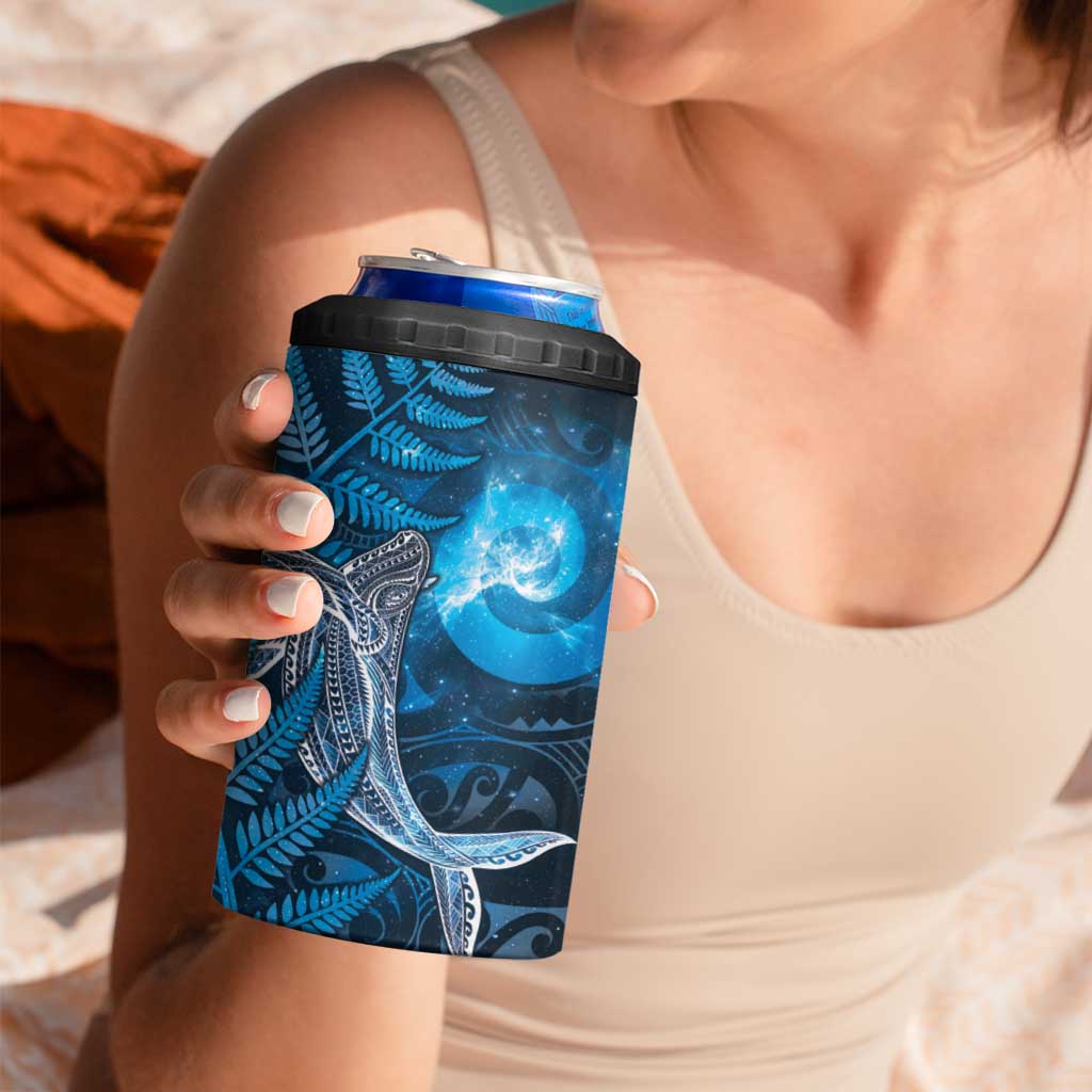 New Zealand Matariki 4 in 1 Can Cooler Tumbler Maori Koru With Humpback Whale Blue