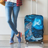 New Zealand Matariki Luggage Cover Maori Koru With Humpback Whale Blue LT05 - Polynesian Pride
