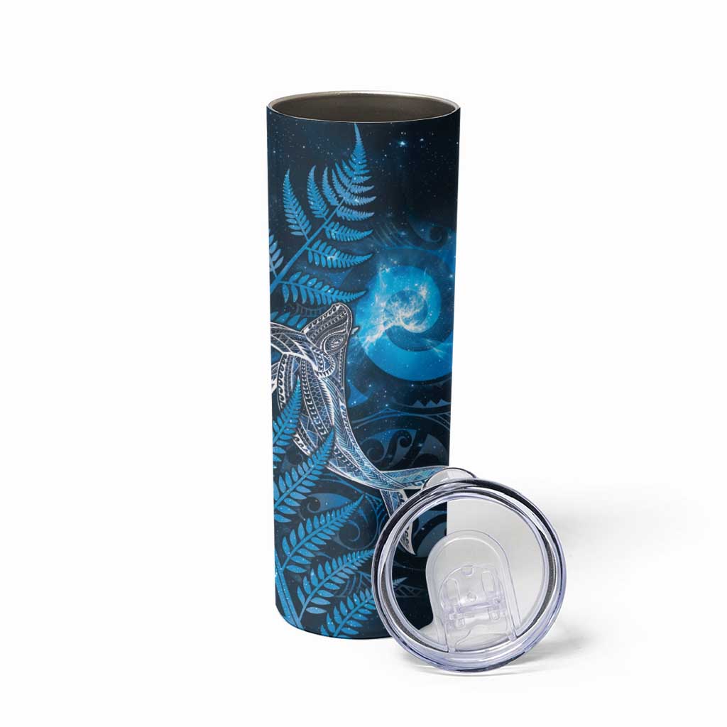 New Zealand Matariki Skinny Tumbler Maori Koru With Humpback Whale Blue