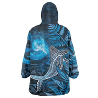 New Zealand Matariki Wearable Blanket Hoodie Maori Koru With Humpback Whale Blue LT05 - Polynesian Pride