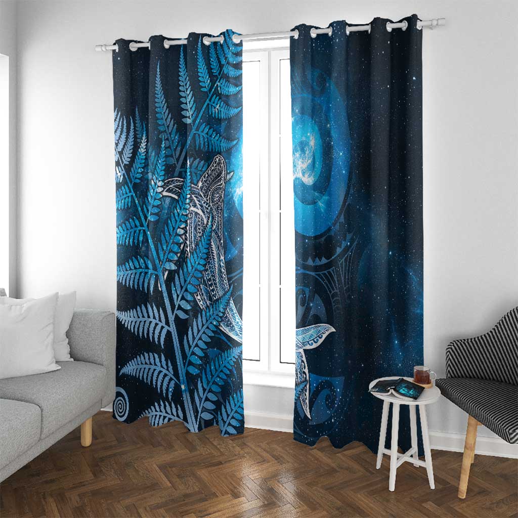 New Zealand Matariki Window Curtain Maori Koru With Humpback Whale Blue