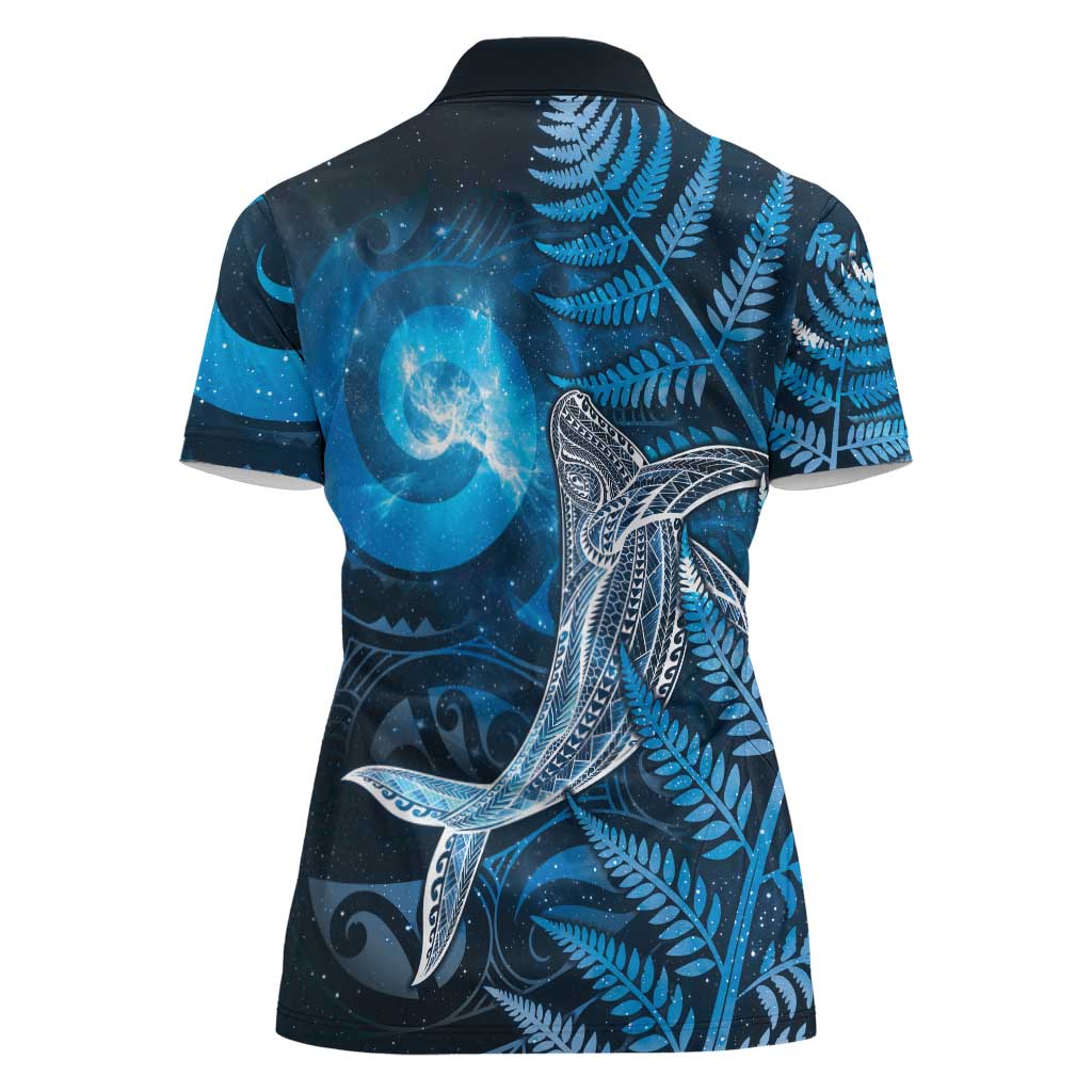 New Zealand Matariki Women Polo Shirt Maori Koru With Humpback Whale Blue
