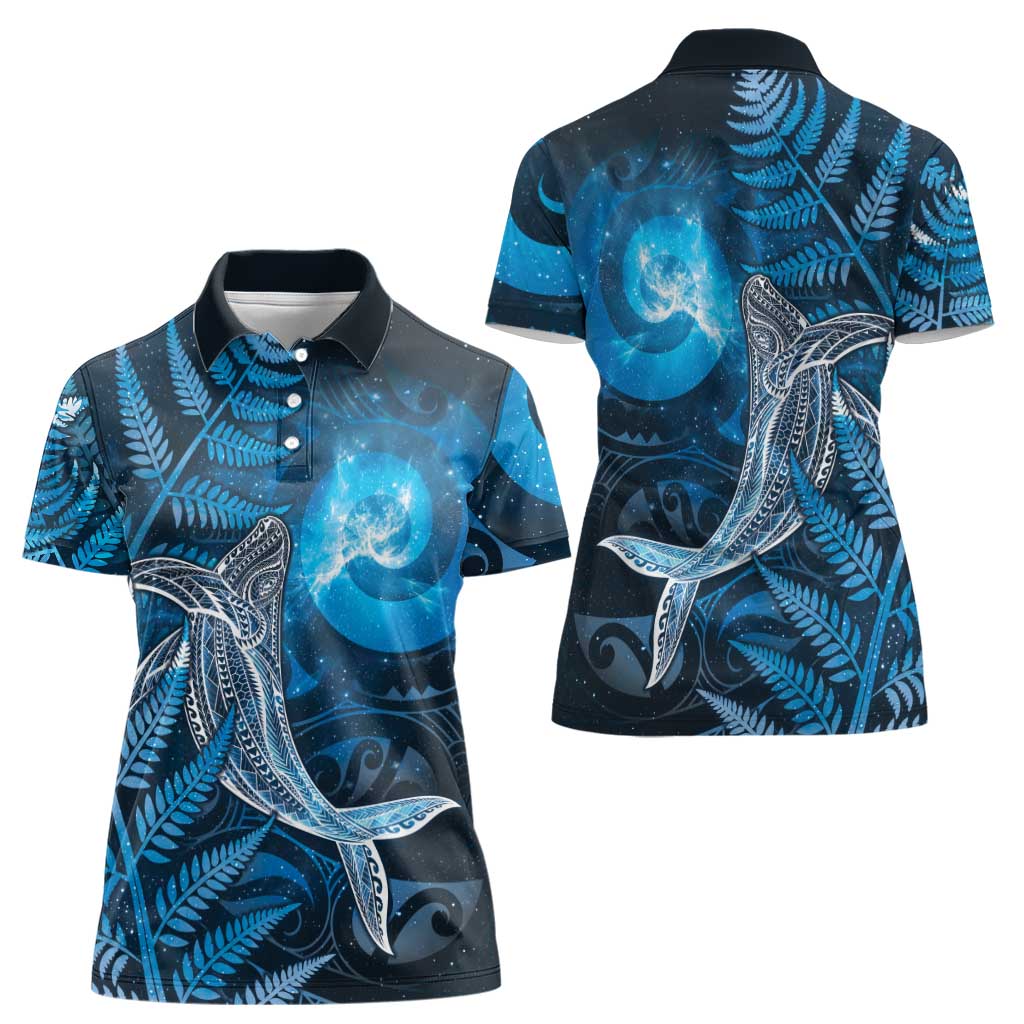 New Zealand Matariki Women Polo Shirt Maori Koru With Humpback Whale Blue