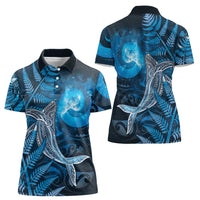 New Zealand Matariki Women Polo Shirt Maori Koru With Humpback Whale Blue