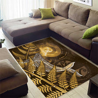 New Zealand Matariki Area Rug Maori Koru With Humpback Whale Gold