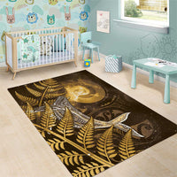 New Zealand Matariki Area Rug Maori Koru With Humpback Whale Gold
