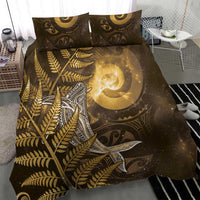New Zealand Matariki Bedding Set Maori Koru With Humpback Whale Gold