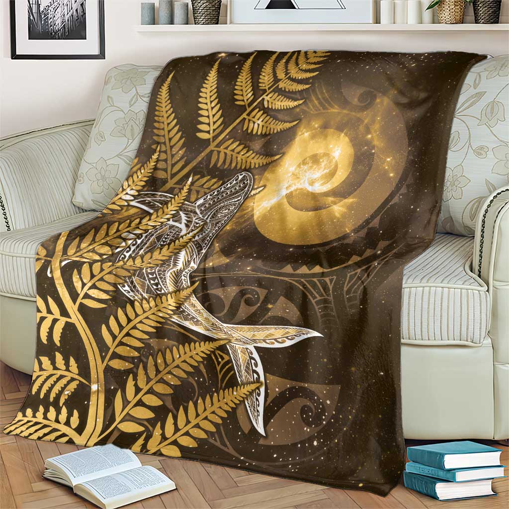 New Zealand Matariki Blanket Maori Koru With Humpback Whale Gold