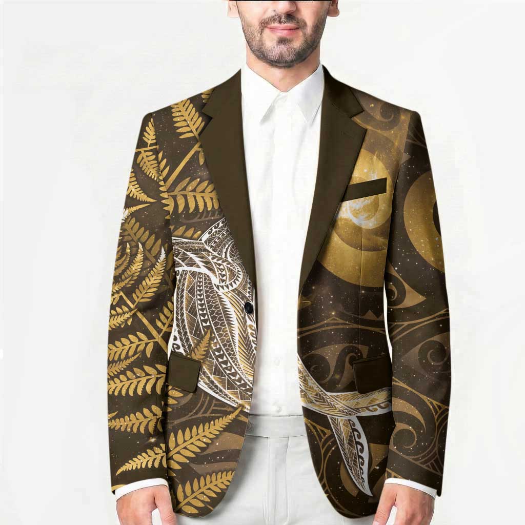 New Zealand Matariki Blazer Maori Koru With Humpback Whale Gold