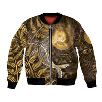 New Zealand Matariki Bomber Jacket Maori Koru With Humpback Whale Gold
