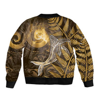 New Zealand Matariki Bomber Jacket Maori Koru With Humpback Whale Gold