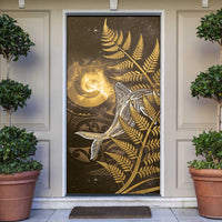 New Zealand Matariki Door Cover Maori Koru With Humpback Whale Gold LT05 Gold - Polynesian Pride