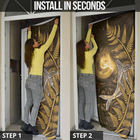New Zealand Matariki Door Cover Maori Koru With Humpback Whale Gold LT05 - Polynesian Pride