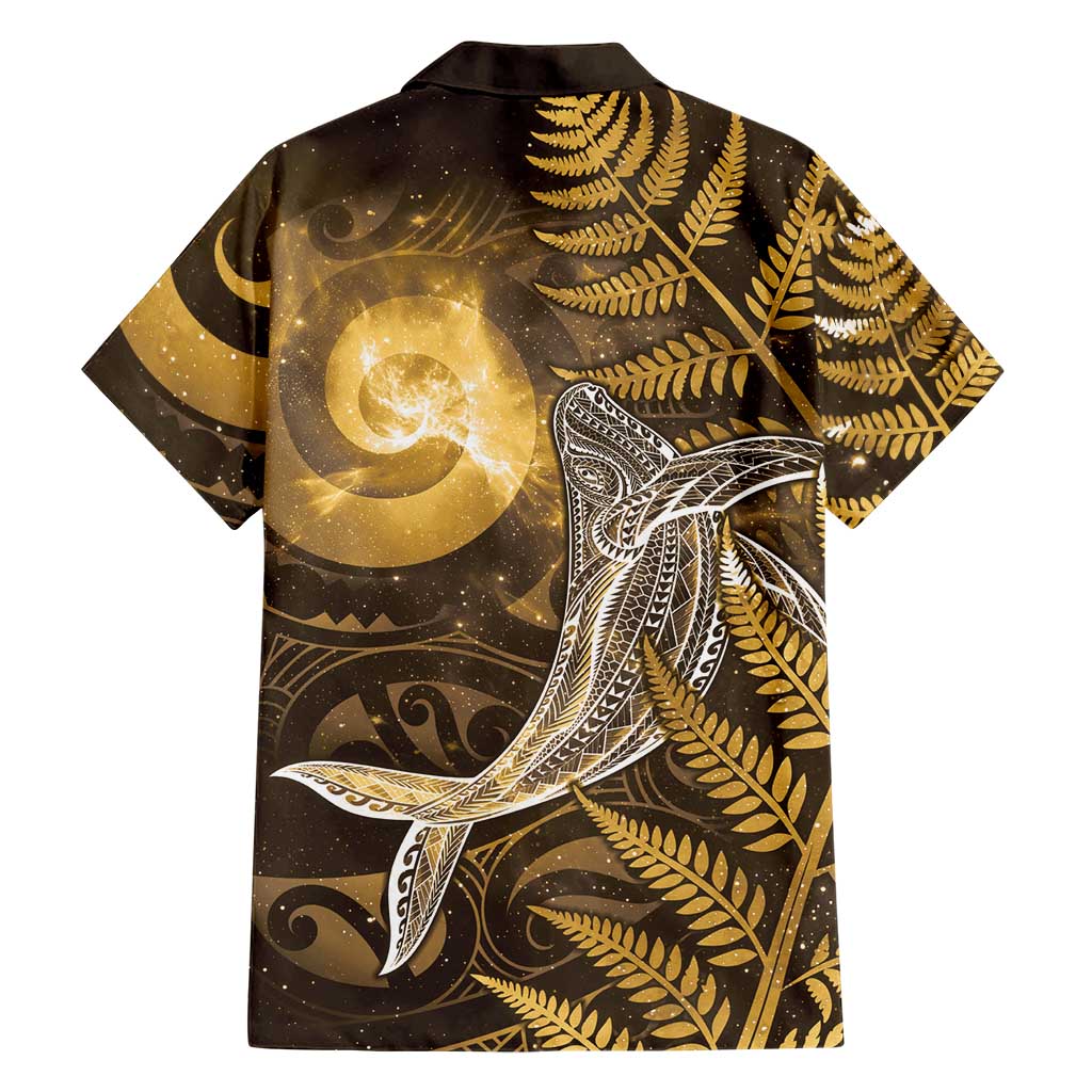 New Zealand Matariki Family Matching Mermaid Dress and Hawaiian Shirt Maori Koru With Humpback Whale Gold