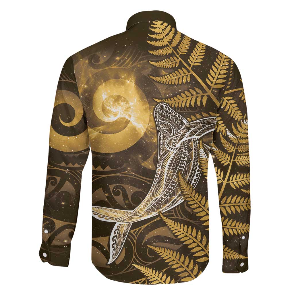 New Zealand Matariki Family Matching Off Shoulder Short Dress and Hawaiian Shirt Maori Koru With Humpback Whale Gold