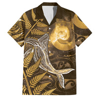 New Zealand Matariki Family Matching Summer Maxi Dress and Hawaiian Shirt Maori Koru With Humpback Whale Gold