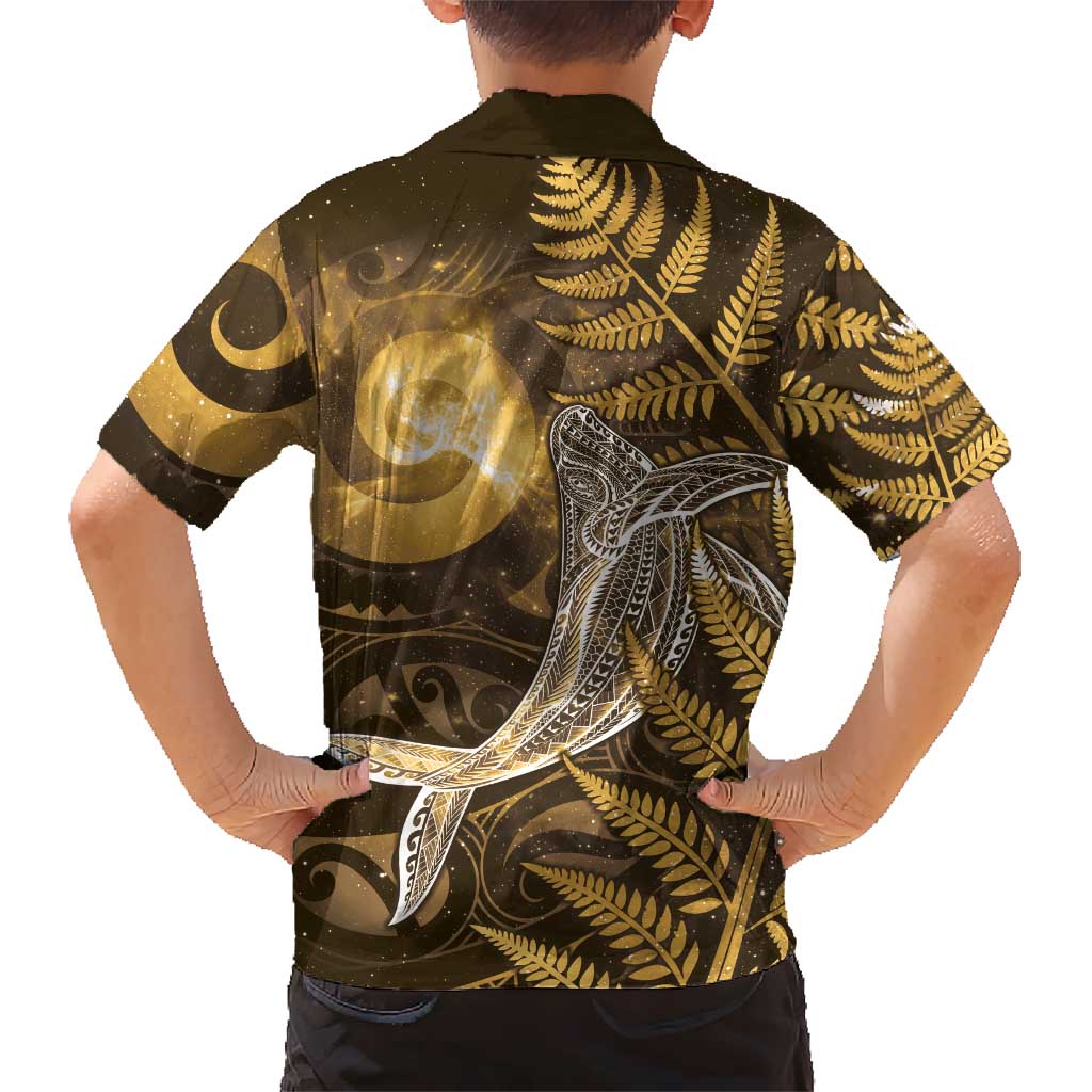 New Zealand Matariki Family Matching Tank Maxi Dress and Hawaiian Shirt Maori Koru With Humpback Whale Gold