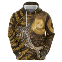 New Zealand Matariki Hoodie Maori Koru With Humpback Whale Gold LT05 - Polynesian Pride