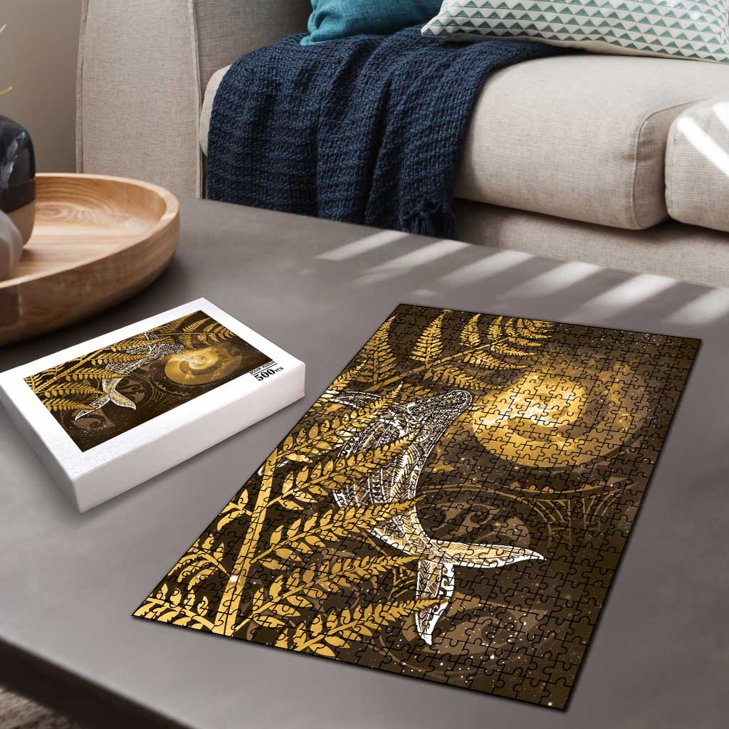 New Zealand Matariki Puzzle Maori Koru With Humpback Whale Gold LT05 - Polynesian Pride
