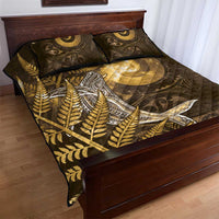 New Zealand Matariki Quilt Bed Set Maori Koru With Humpback Whale Gold