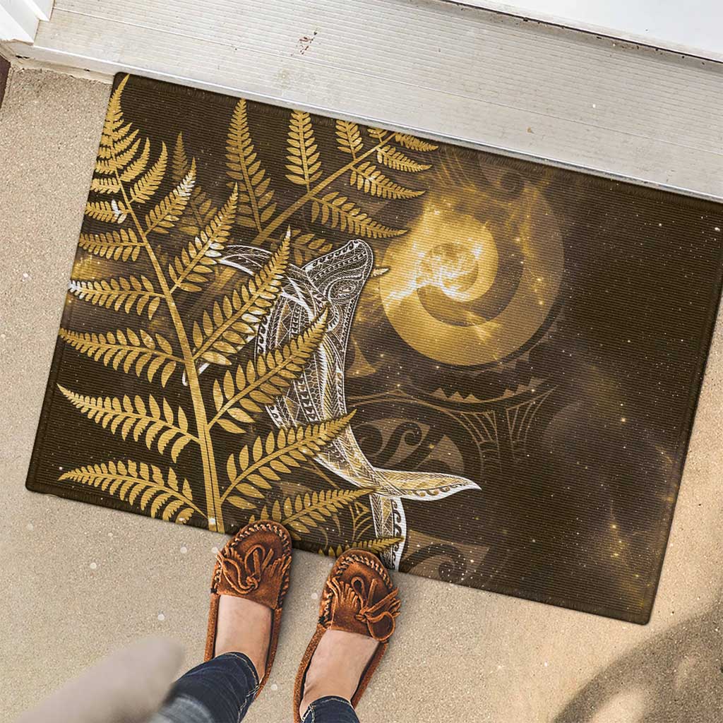 New Zealand Matariki Rubber Doormat Maori Koru With Humpback Whale Gold