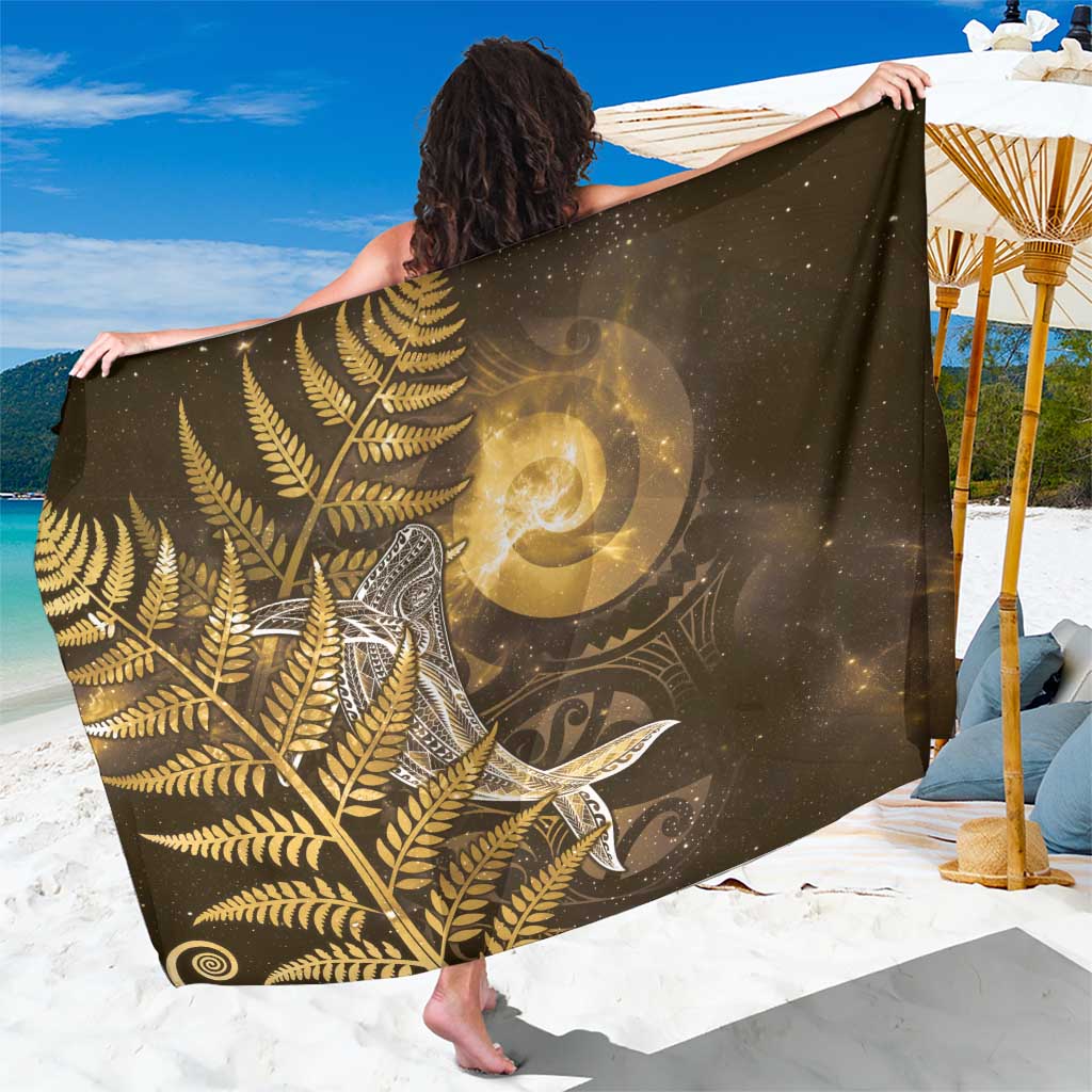New Zealand Matariki Sarong Maori Koru With Humpback Whale Gold