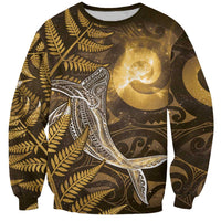 New Zealand Matariki Sweatshirt Maori Koru With Humpback Whale Gold