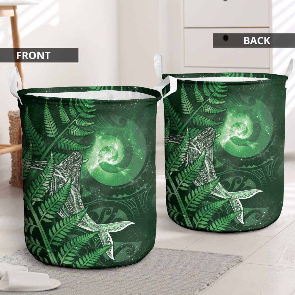New Zealand Matariki Laundry Basket Maori Koru With Humpback Whale Green