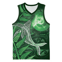 New Zealand Matariki Basketball Jersey Maori Koru With Humpback Whale Green LT05 Unisex Green - Polynesian Pride