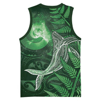 New Zealand Matariki Basketball Jersey Maori Koru With Humpback Whale Green LT05 - Polynesian Pride