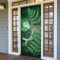 New Zealand Matariki Door Cover Maori Koru With Humpback Whale Green LT05 - Polynesian Pride