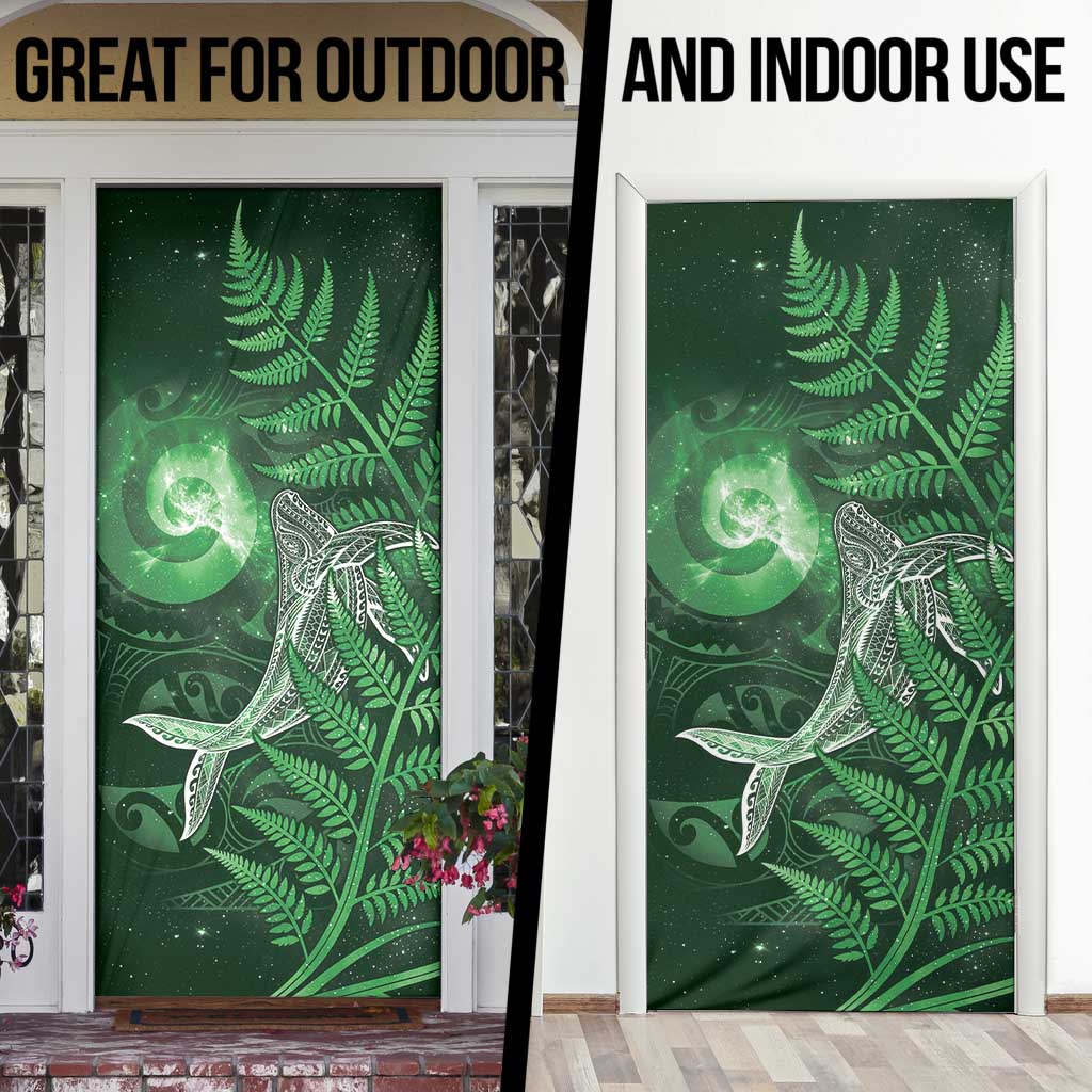 New Zealand Matariki Door Cover Maori Koru With Humpback Whale Green LT05 - Polynesian Pride