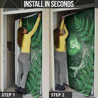 New Zealand Matariki Door Cover Maori Koru With Humpback Whale Green LT05 - Polynesian Pride