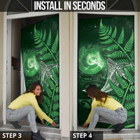 New Zealand Matariki Door Cover Maori Koru With Humpback Whale Green LT05 - Polynesian Pride