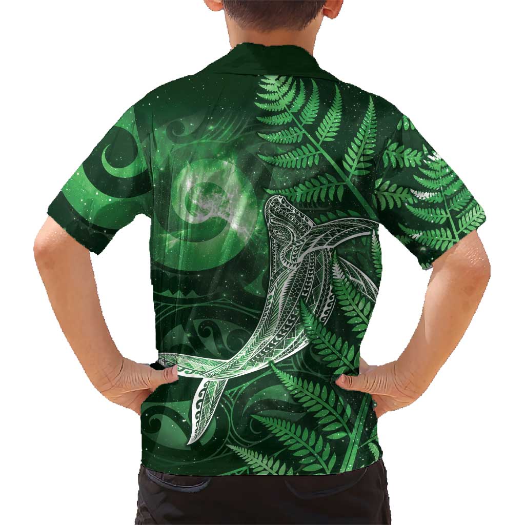 New Zealand Matariki Family Matching Tank Maxi Dress and Hawaiian Shirt Maori Koru With Humpback Whale Green