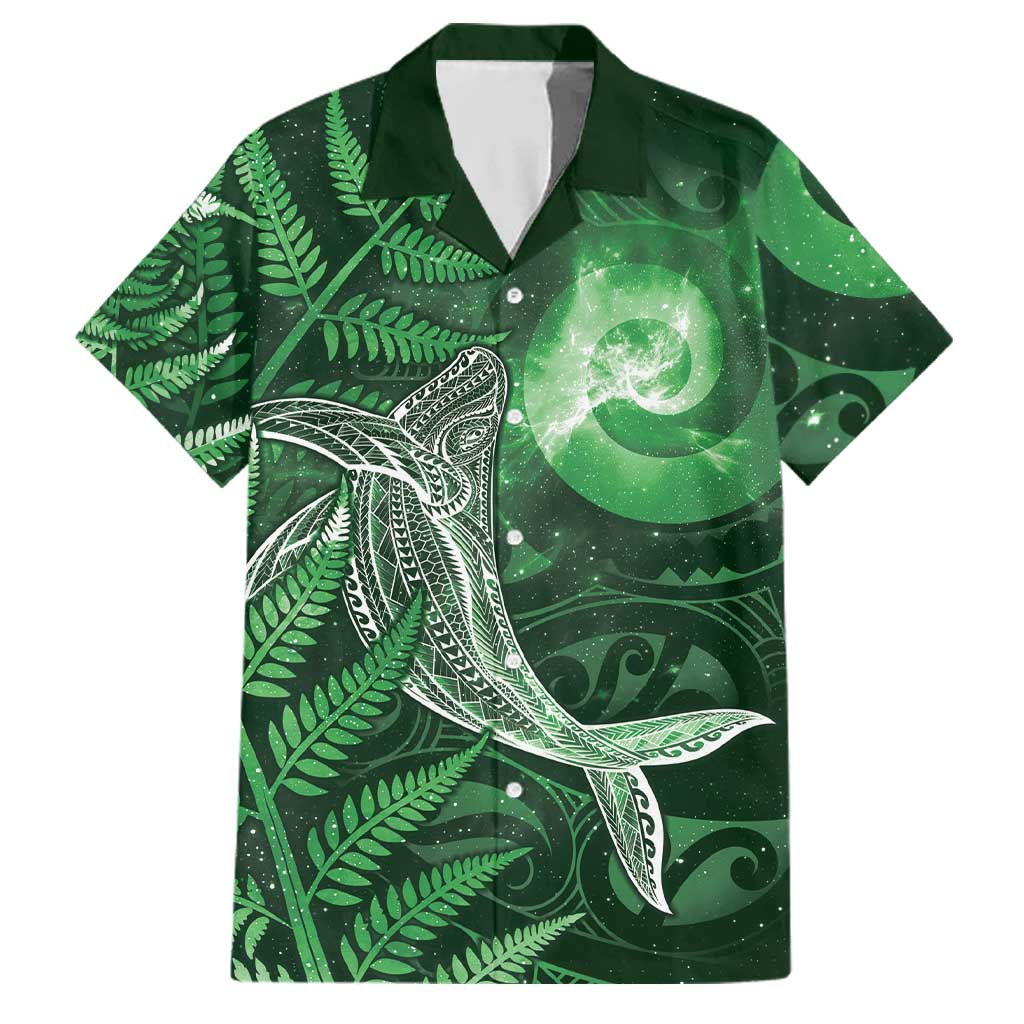 New Zealand Matariki Family Matching Tank Maxi Dress and Hawaiian Shirt Maori Koru With Humpback Whale Green