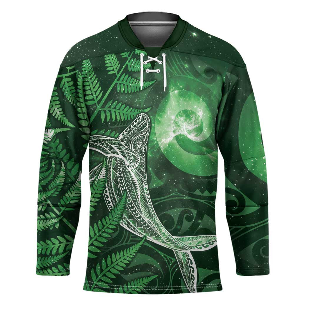 New Zealand Matariki Hockey Jersey Maori Koru With Humpback Whale Green LT05 Unisex Green - Polynesian Pride